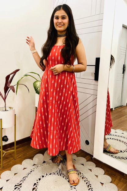 Red Ikat Spaghetti Dress