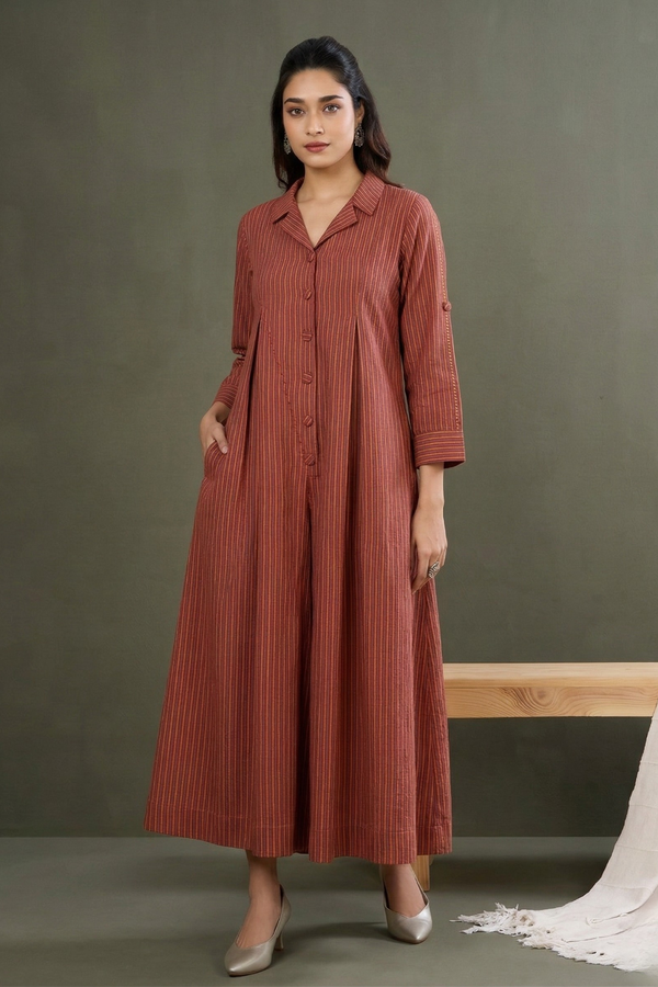 Red_Saffron_Stripes_Cotton_Jumpsuit_with_Pockets__Collar
