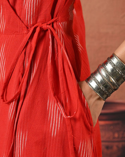 Red Ikat Wrap Dress Bo Bo