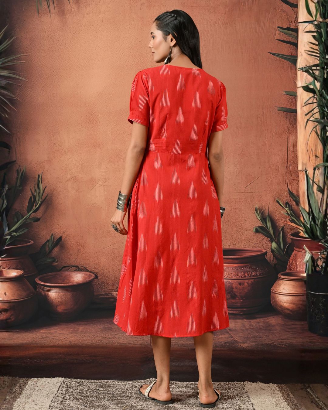Red Ikat Wrap Dress Bo Bo