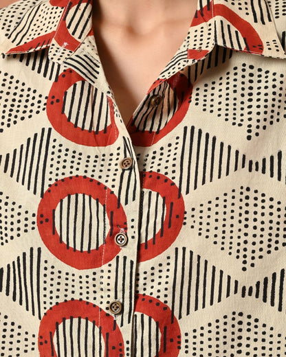 Mastani Block Print Crop Shirt Bo