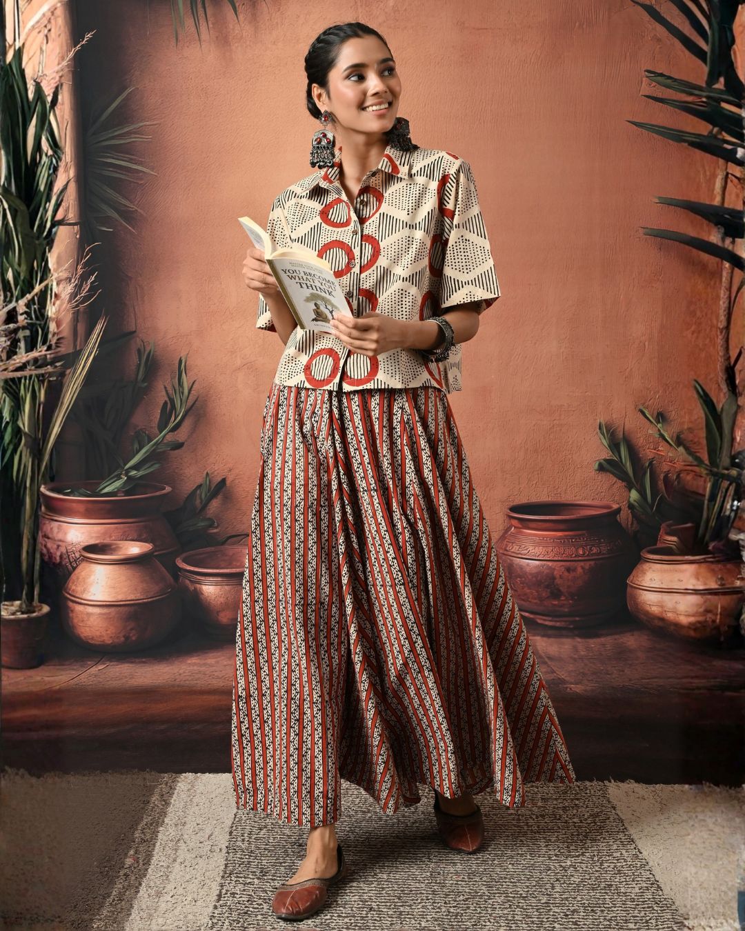 Mastani Block Print Crop Shirt Bo
