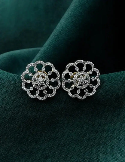 18K Gold-Tone Floral Crystal Stud Earrings