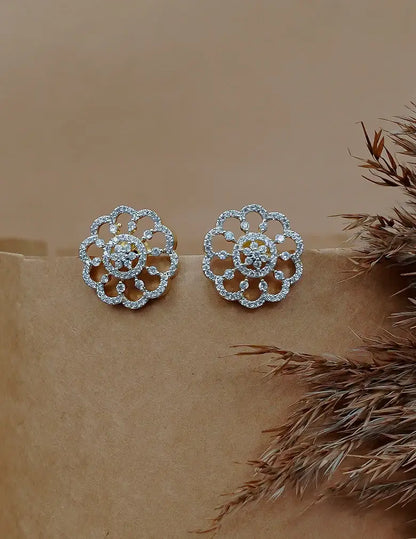 18K Gold-Tone Floral Crystal Stud Earrings