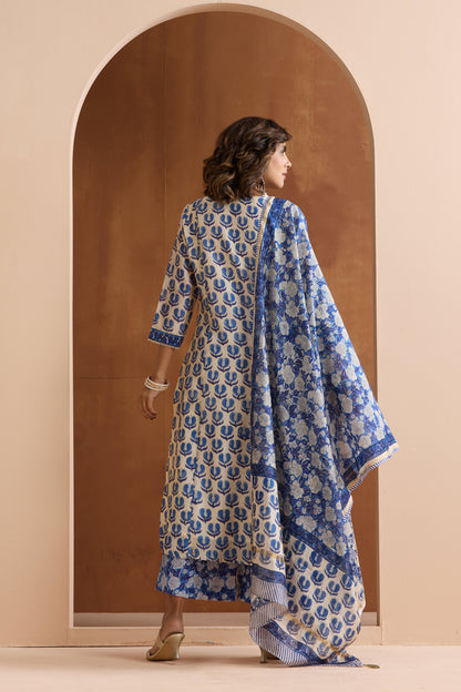 Murraya Pearl White Chanderi Kurta Set of 3