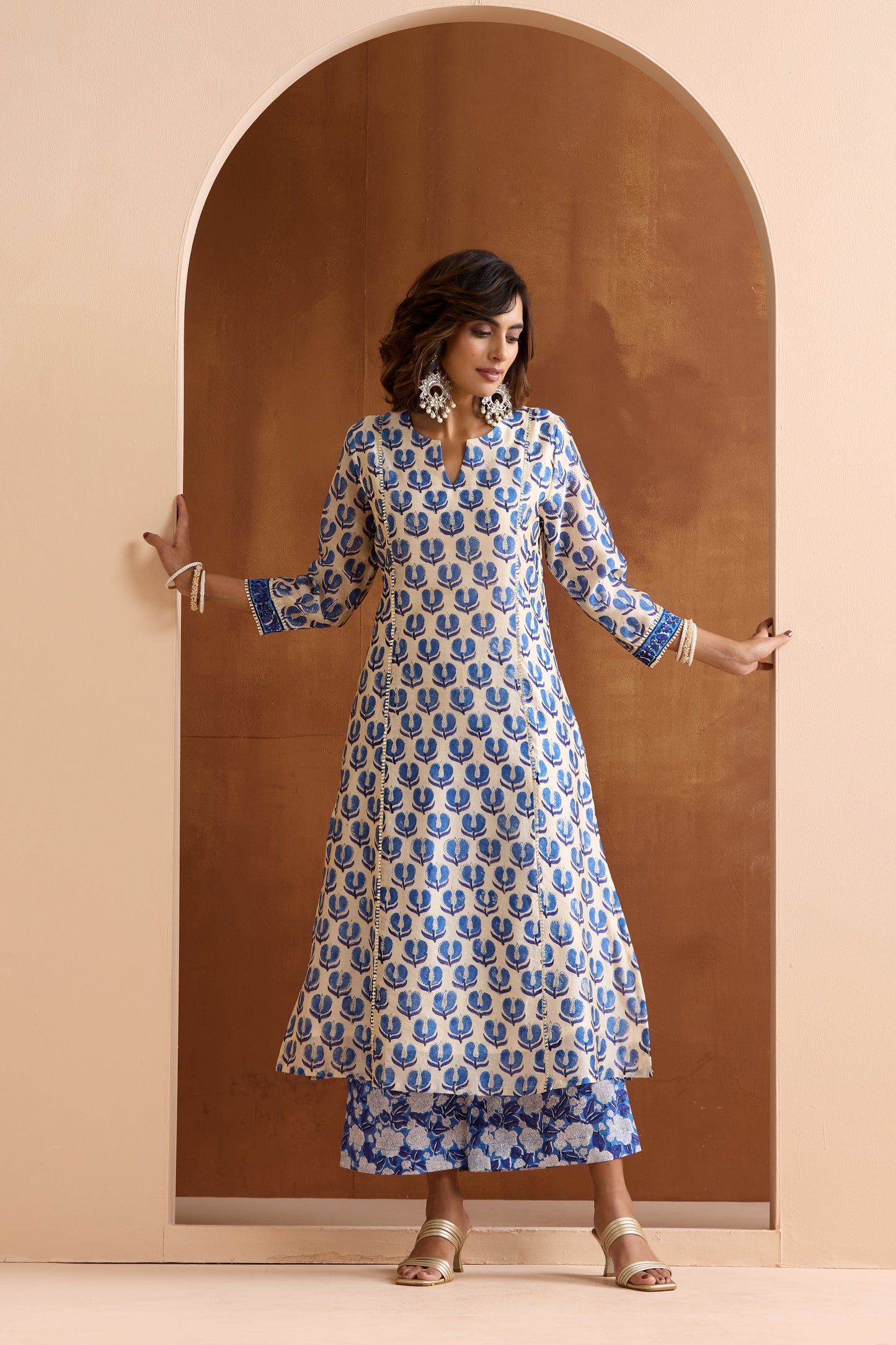 Murraya Pearl White Chanderi Kurta Set of 3