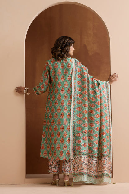 Murraya Green Eden Chanderi Kurta Set of 3