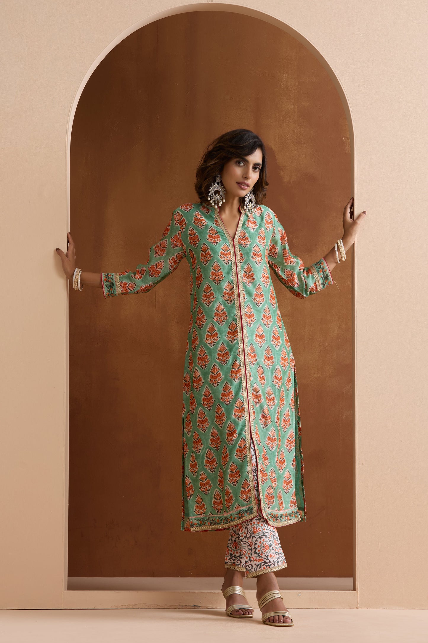 Murraya Green Eden Chanderi Kurta Set of 3