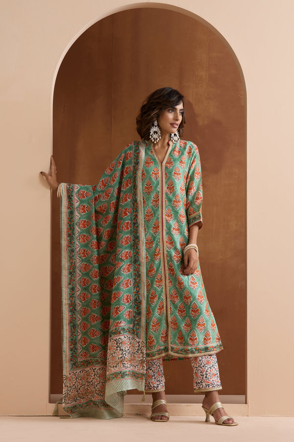 Murraya Green Eden Chanderi Kurta Set of 3