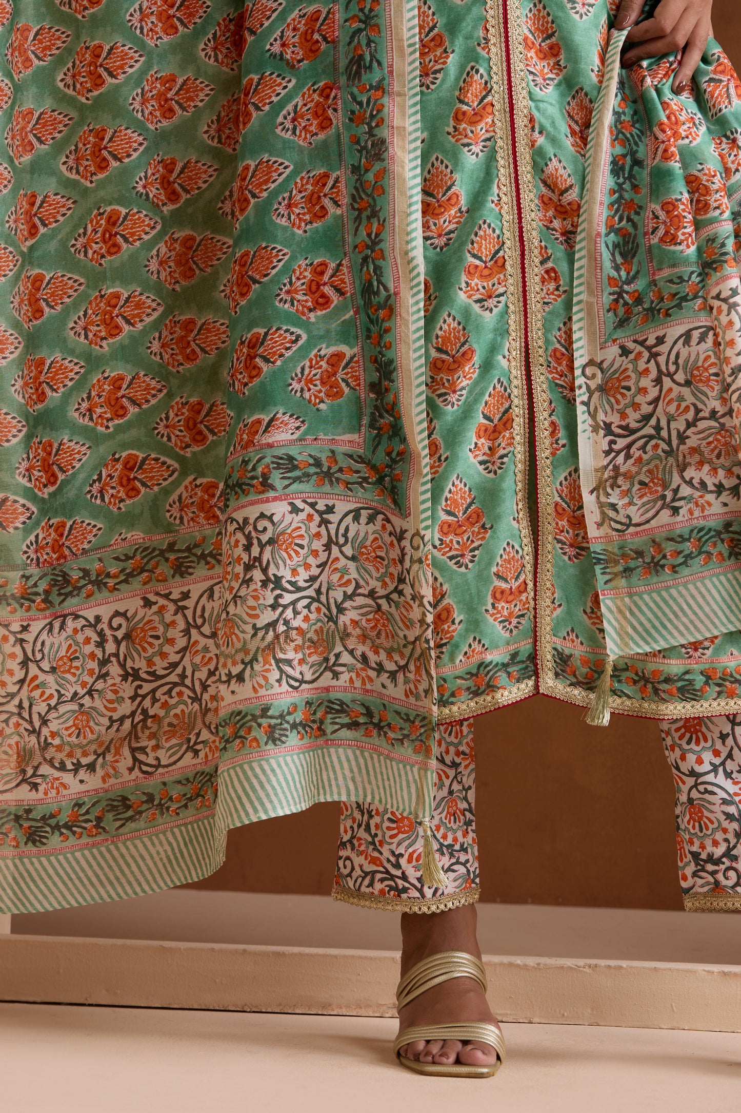Murraya Green Eden Chanderi Kurta Set of 3