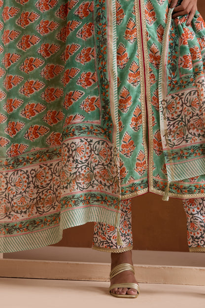 Murraya Green Eden Chanderi Kurta Set of 3