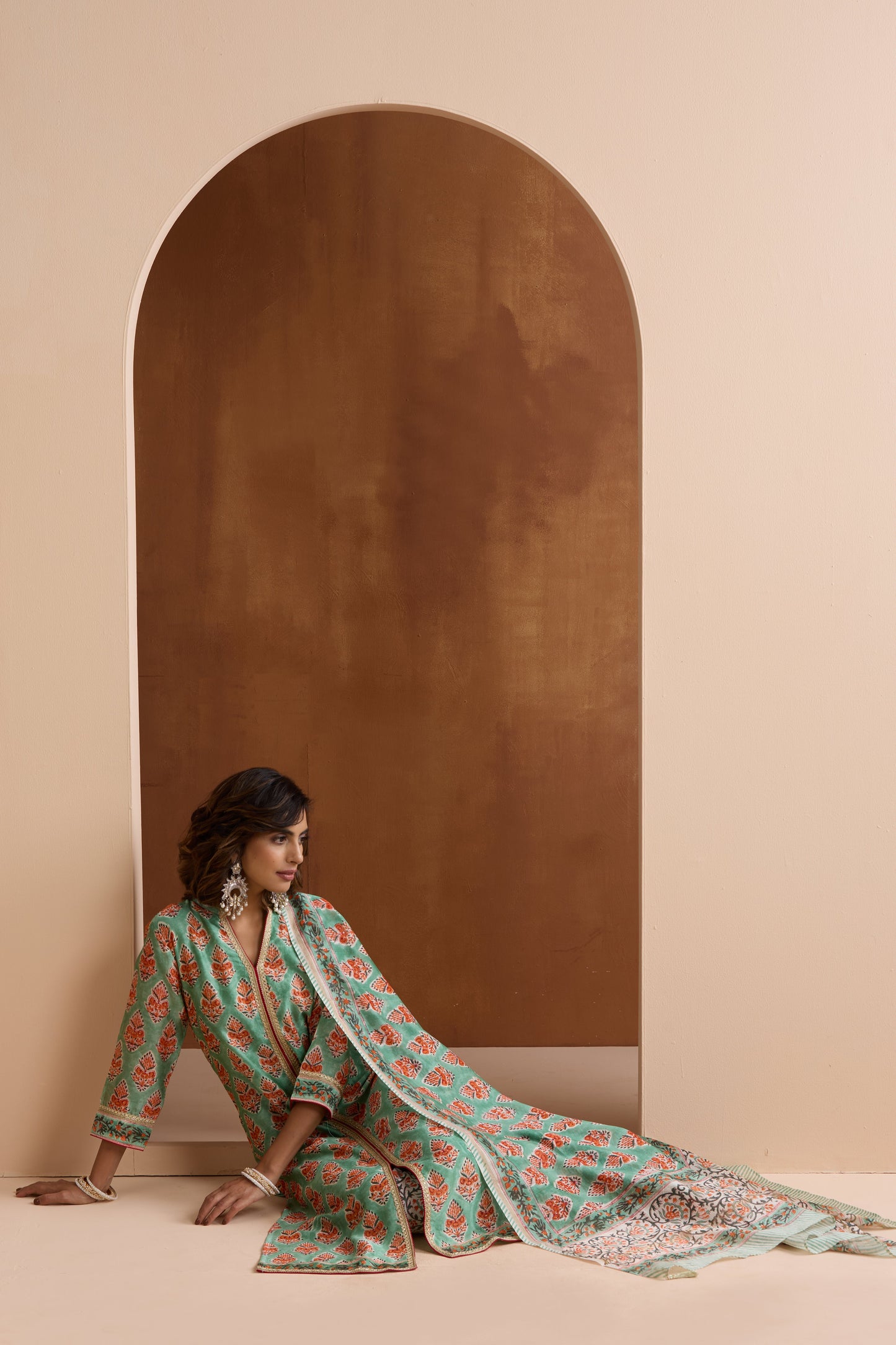 Murraya Green Eden Chanderi Kurta Set of 3