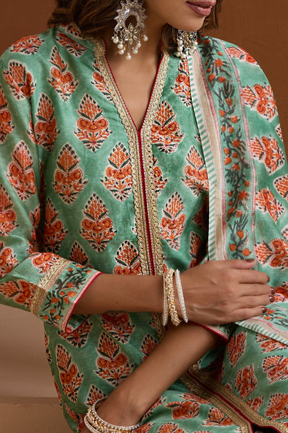 Murraya Green Eden Chanderi Kurta Set of 3