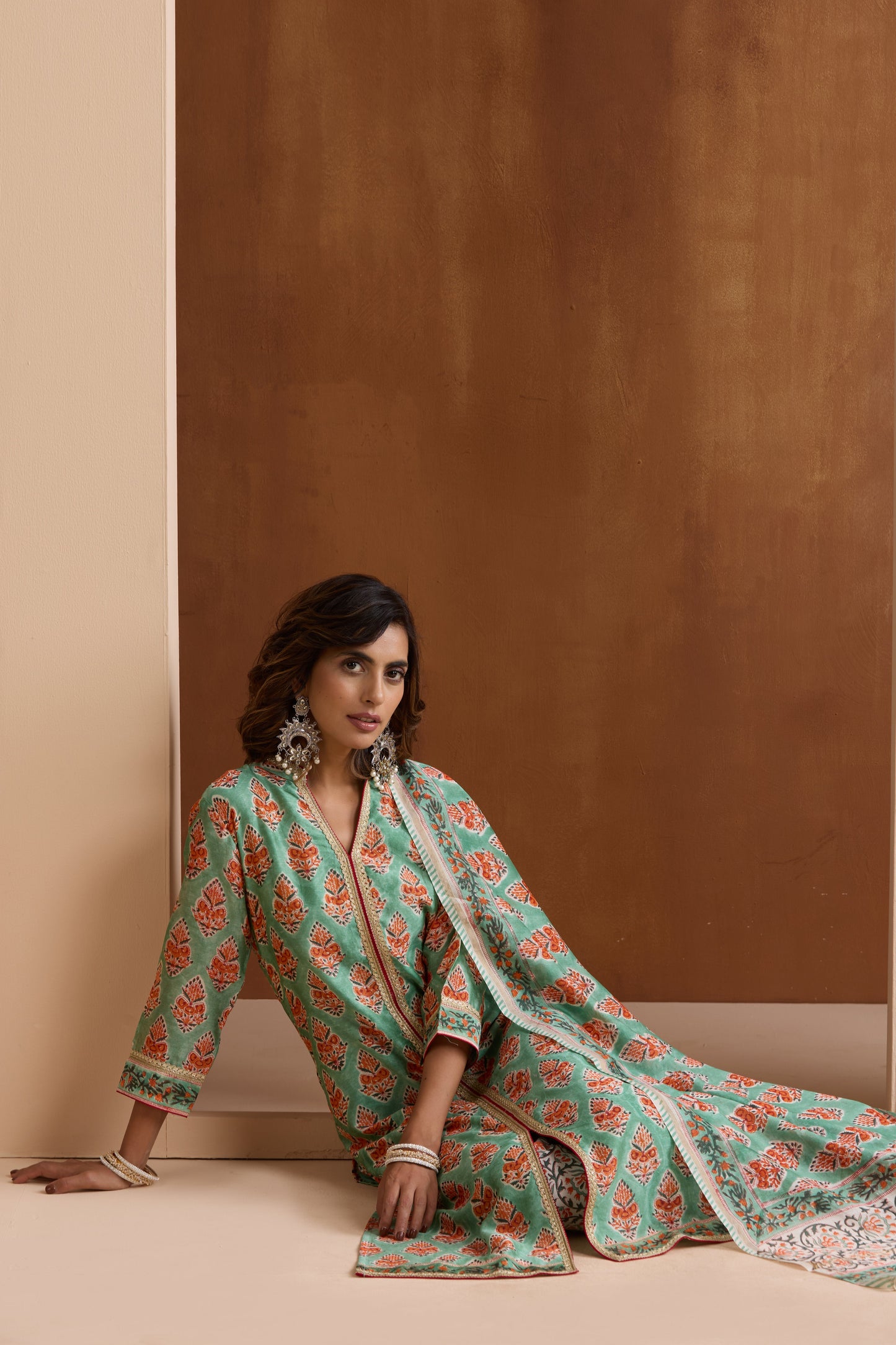 Murraya Green Eden Chanderi Kurta Set of 3