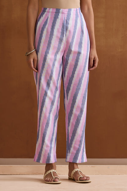 Murraya Delicate Pink Ikat Handloom Cotton Kurta Set of 2