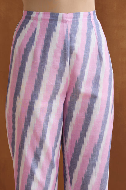 Murraya Delicate Pink Ikat Handloom Cotton Kurta Set of 2