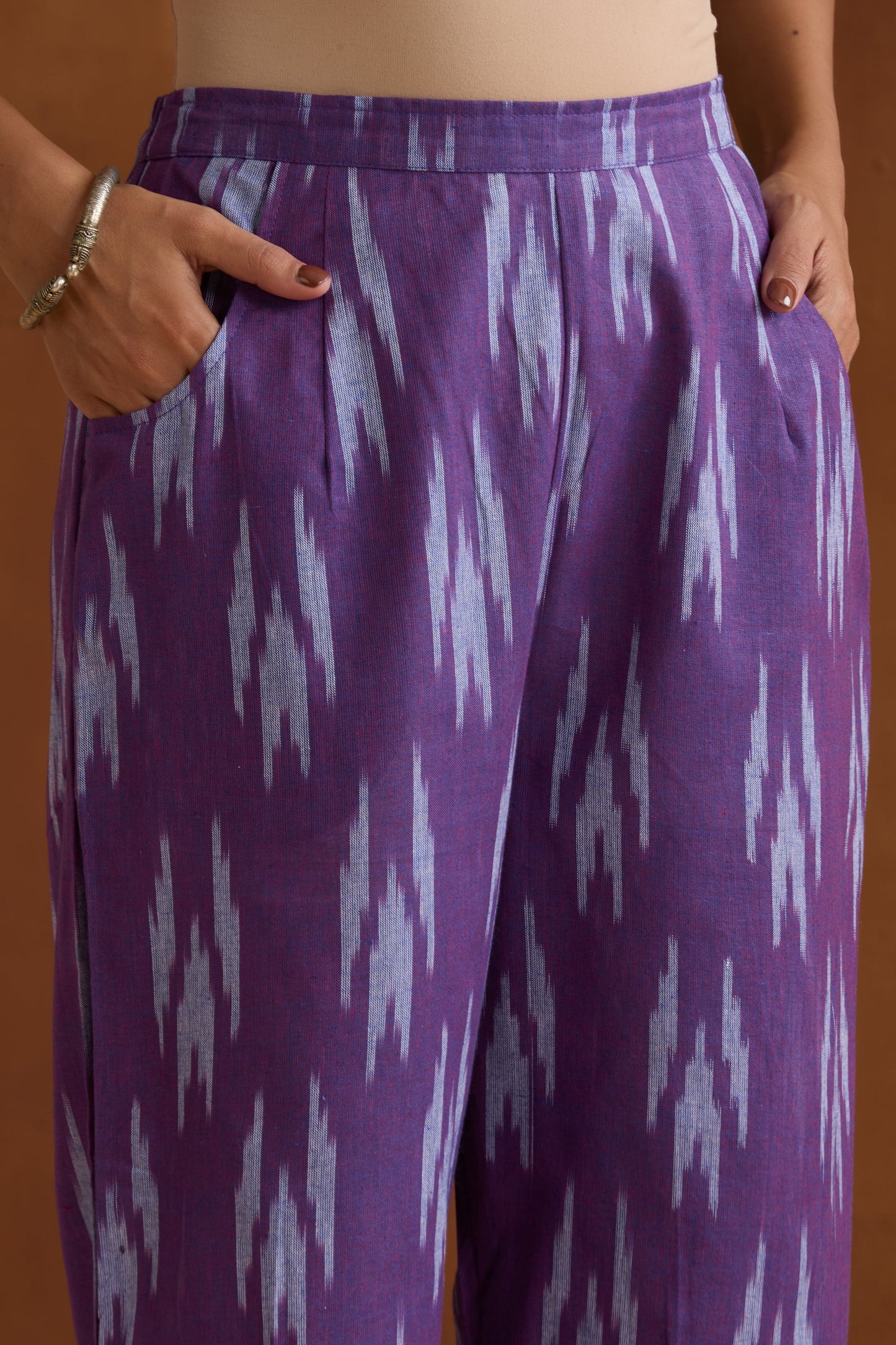 Murraya Purple Topaz Ikat Handloom Cotton Kurta Set of 2