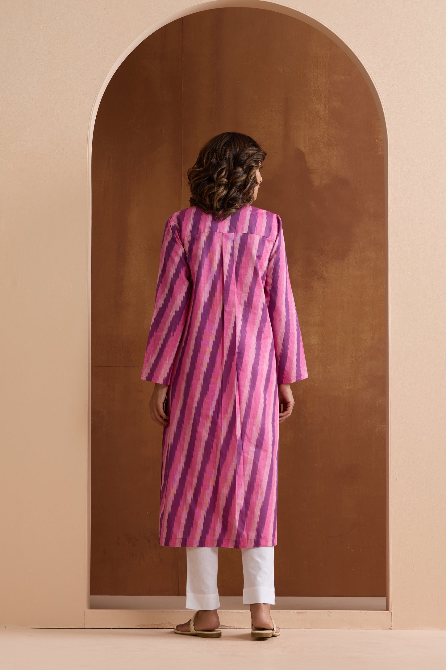 Murraya Pink Rosie Ikat Handloom Cotton Kurta Set of 2