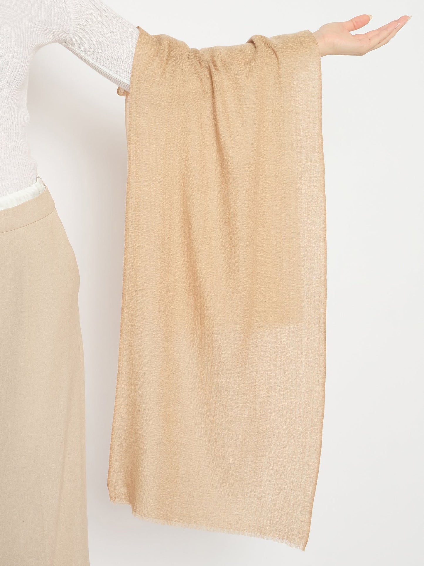 Beige Tone Ombre Woolen Rectangular Stole