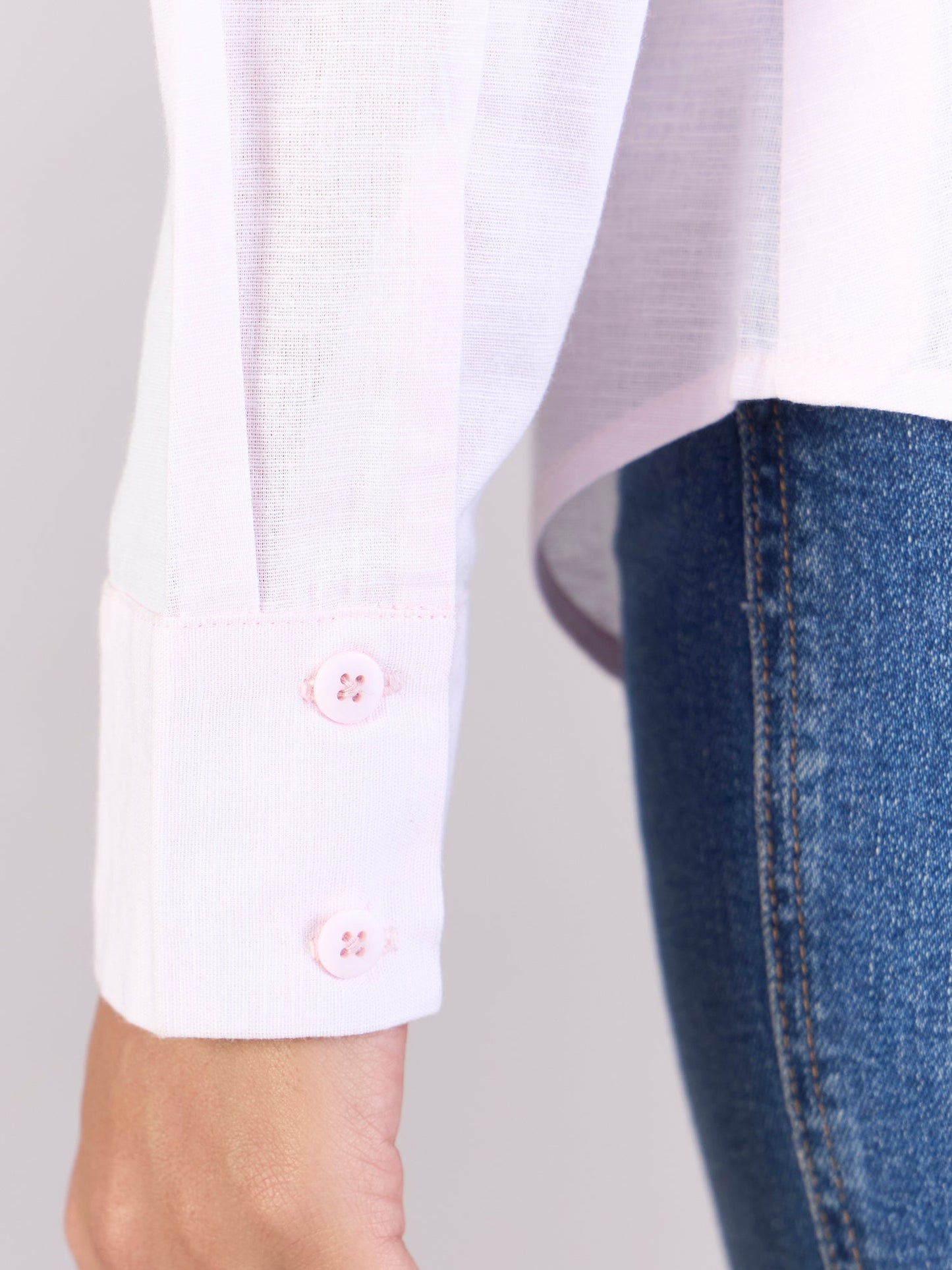 PowerSutra Baby Pink Soft Textured Cotton-linen Long Sleeve Shirt