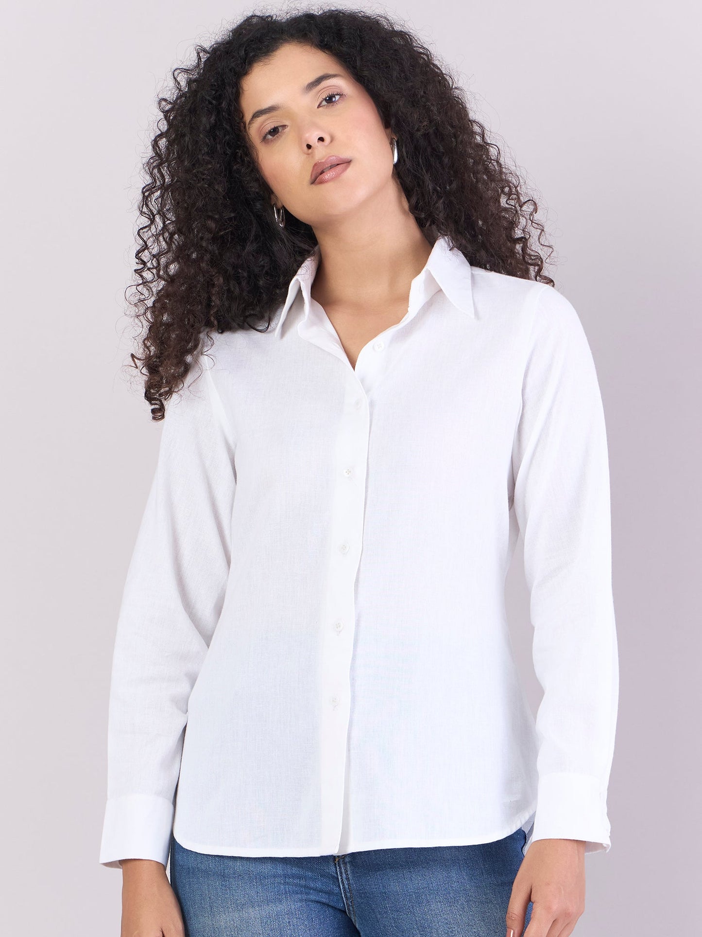 PowerSutra White Lightweight  Pure-Cotton Relax-fit Shirt
