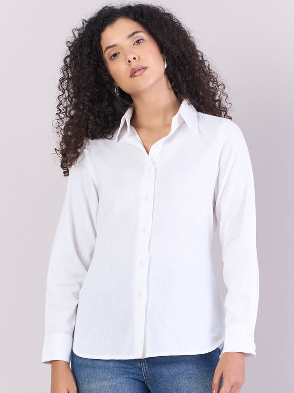 PowerSutra White Lightweight  Pure-Cotton Relax-fit Shirt