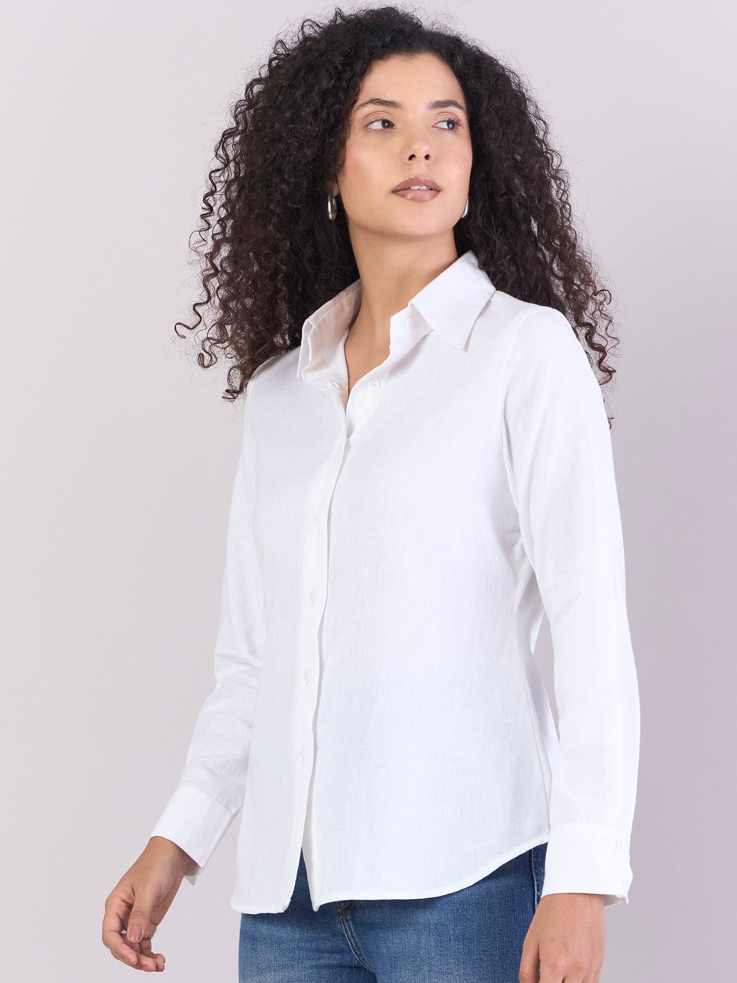PowerSutra White Lightweight  Pure-Cotton Relax-fit Shirt