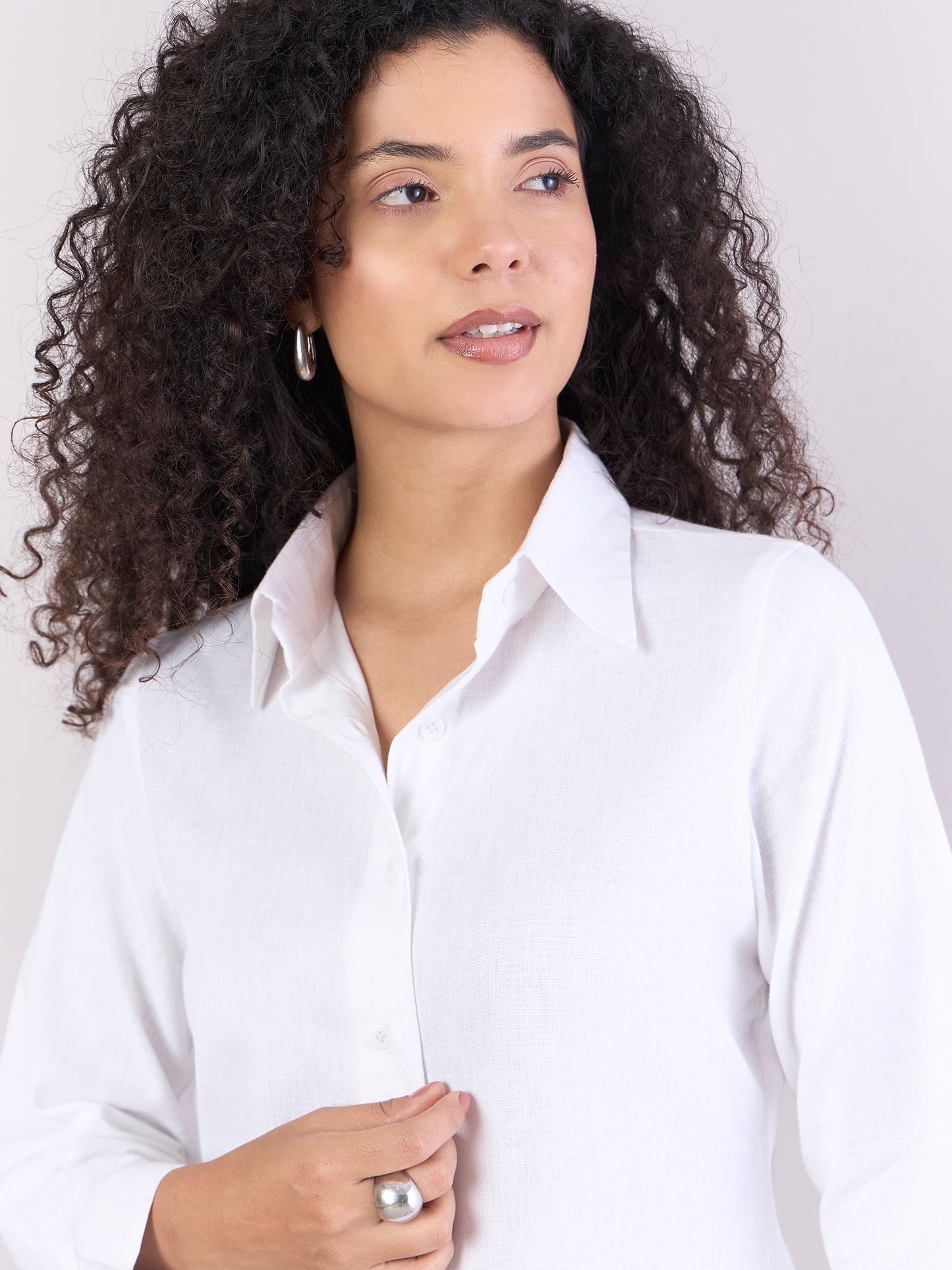 PowerSutra White Lightweight  Pure-Cotton Relax-fit Shirt