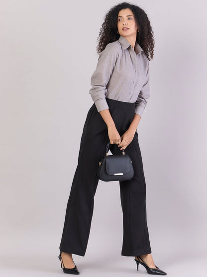 PowerSutra Grey Lightweight Button-up Soft Textured Shirt