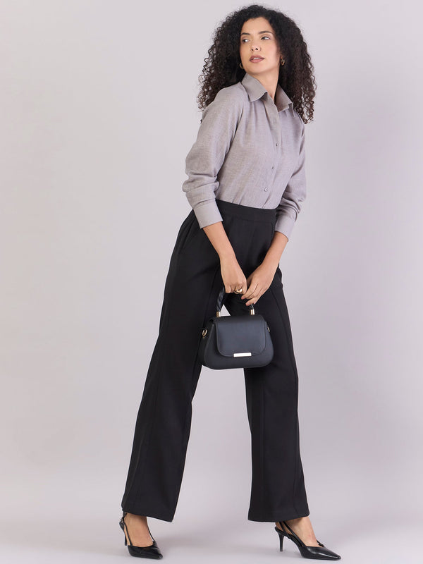 PowerSutra Grey Lightweight Button-up Soft Textured Shirt