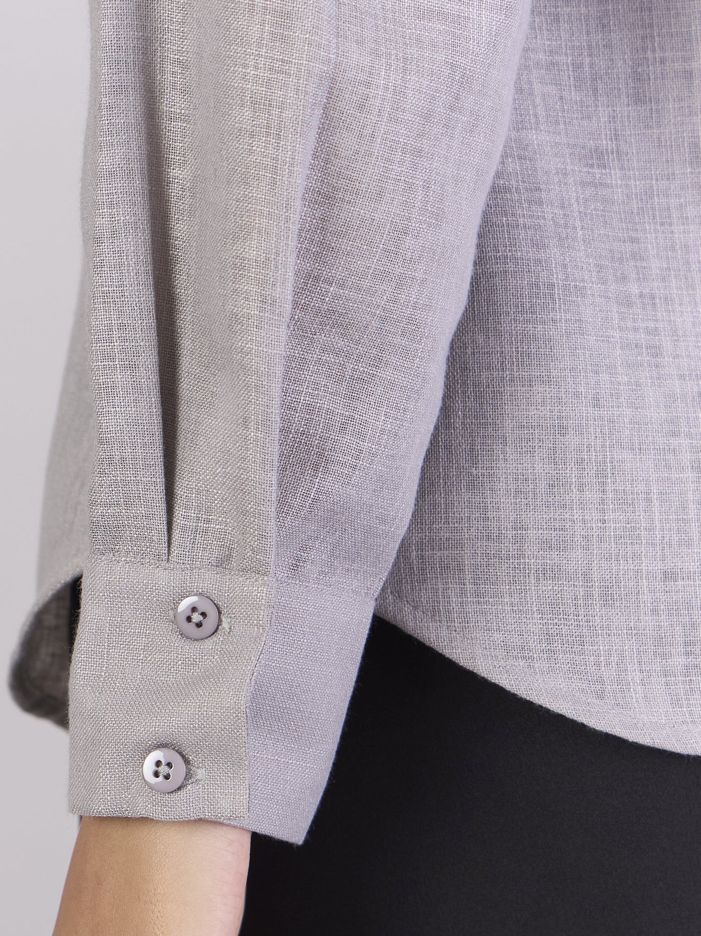PowerSutra Grey Lightweight Button-up Soft Textured Shirt