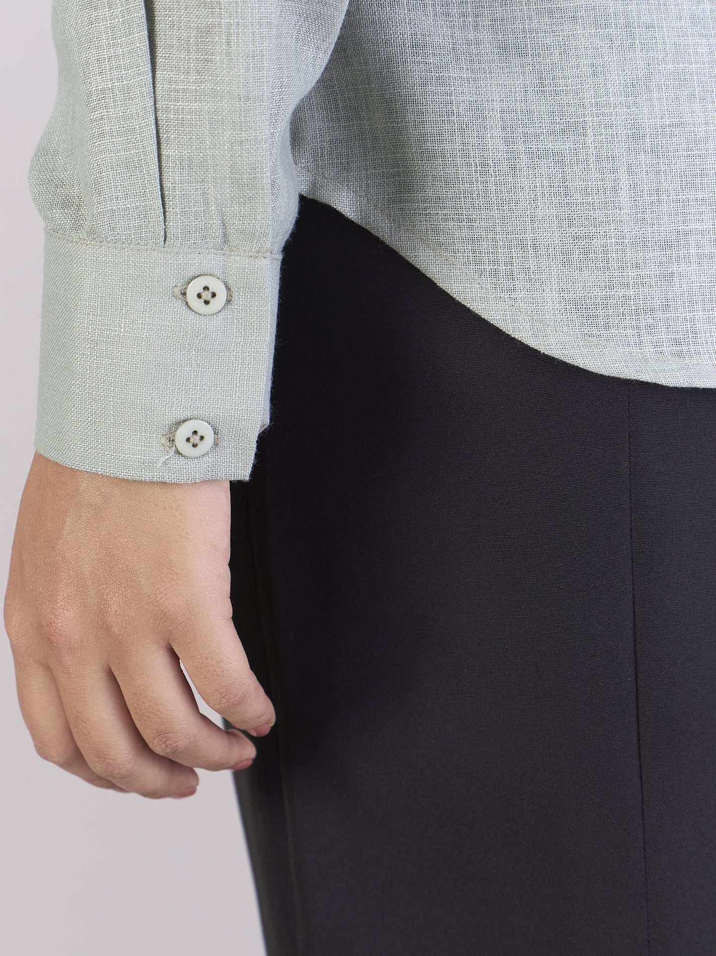 PowerSutra Dusty-Sage Green Lightweight  Button-Up Soft Textured Shirt