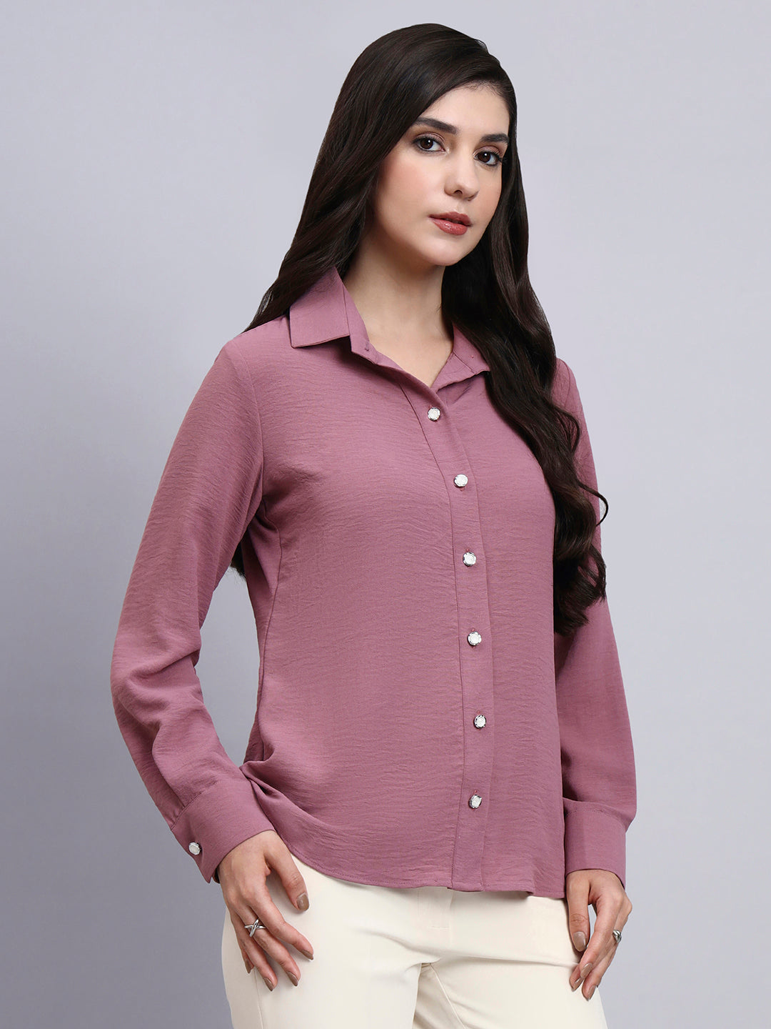 Powersutra Women Classic Pink Satin Shirt