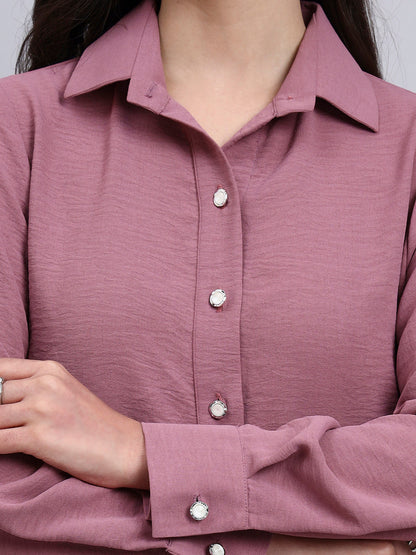 Powersutra Women Classic Pink Satin Shirt