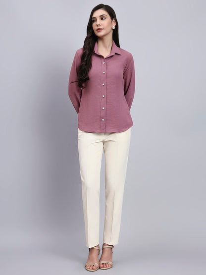 Powersutra Women Classic Pink Satin Shirt