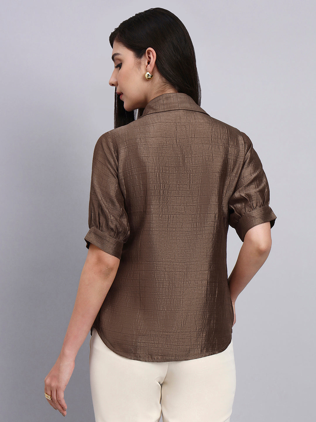 Powersutra Women Modern Casual Floral Embroidery Shirt