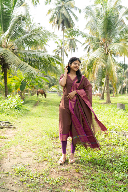 Studio Brown Kanchi Cotton Top & Dupatta