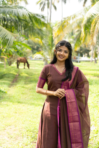 Studio Brown Kanchi Cotton Top & Dupatta