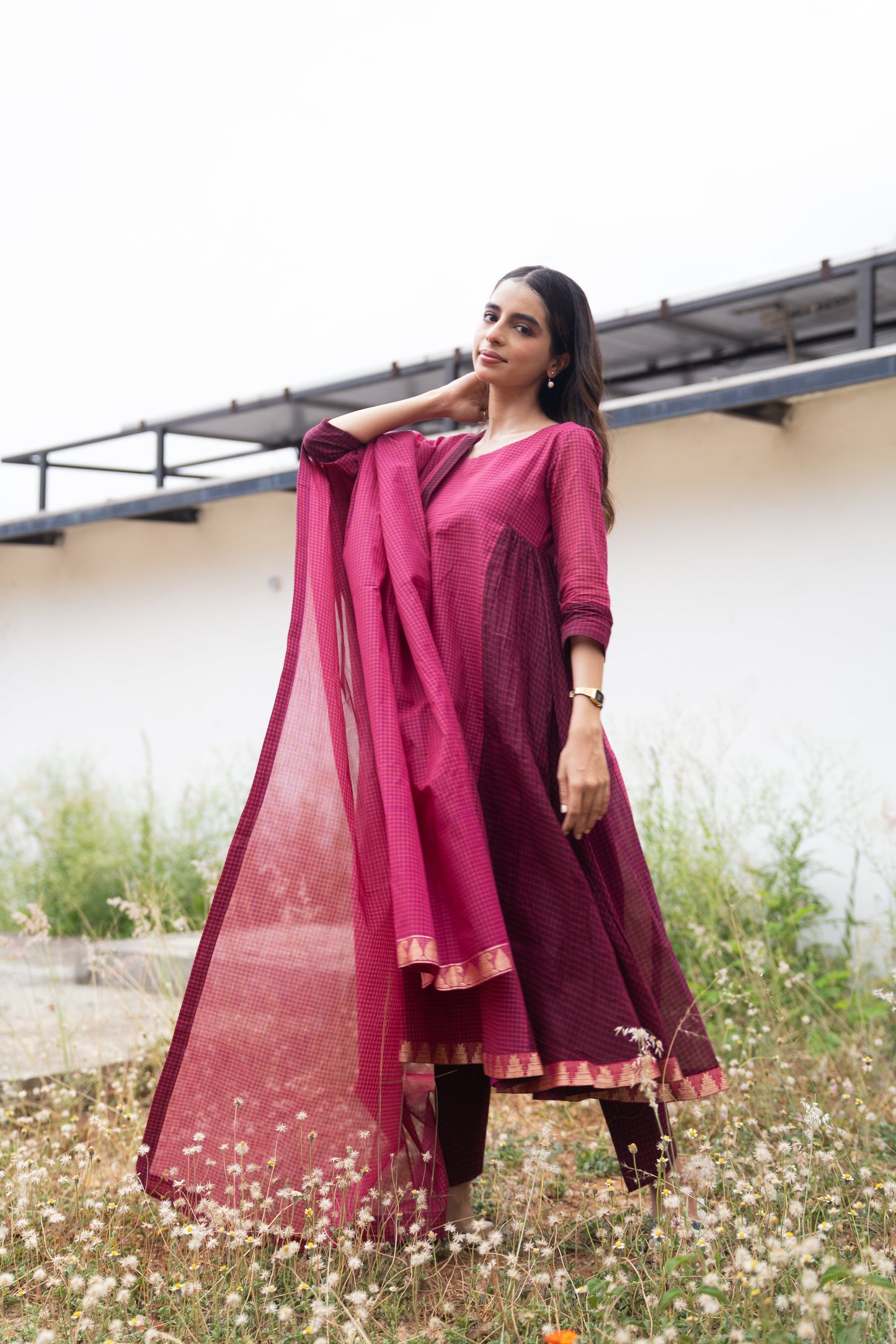 Mulberry Kattam Set (Top & Dupatta)