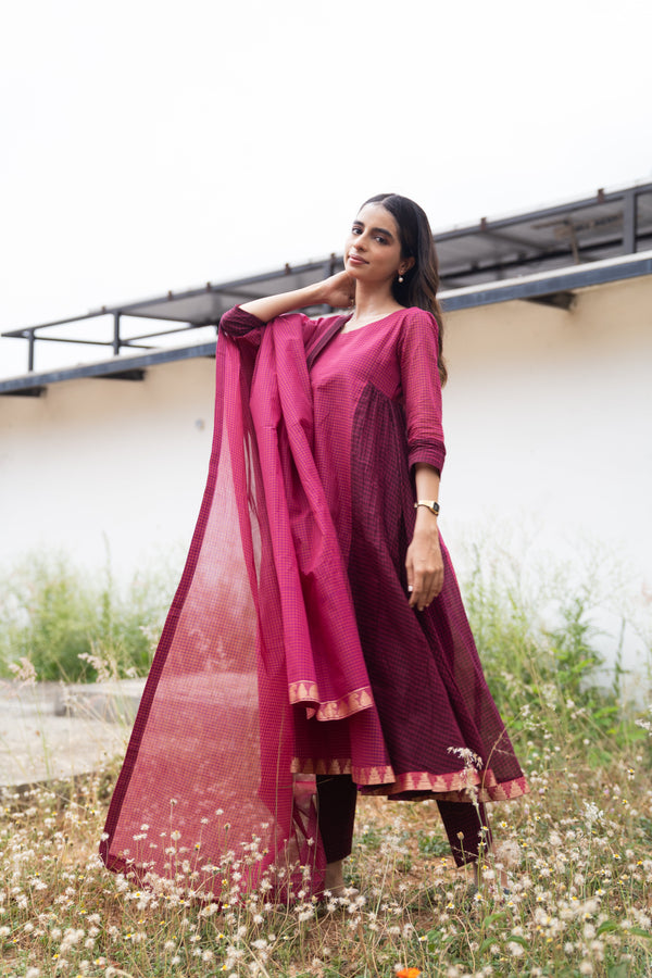 Mulberry Kattam Set (Top & Dupatta)