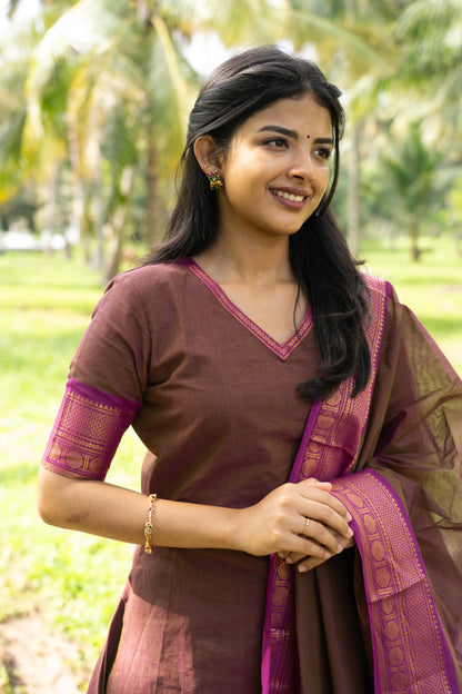 Studio Brown Kanchi Cotton Top & Dupatta