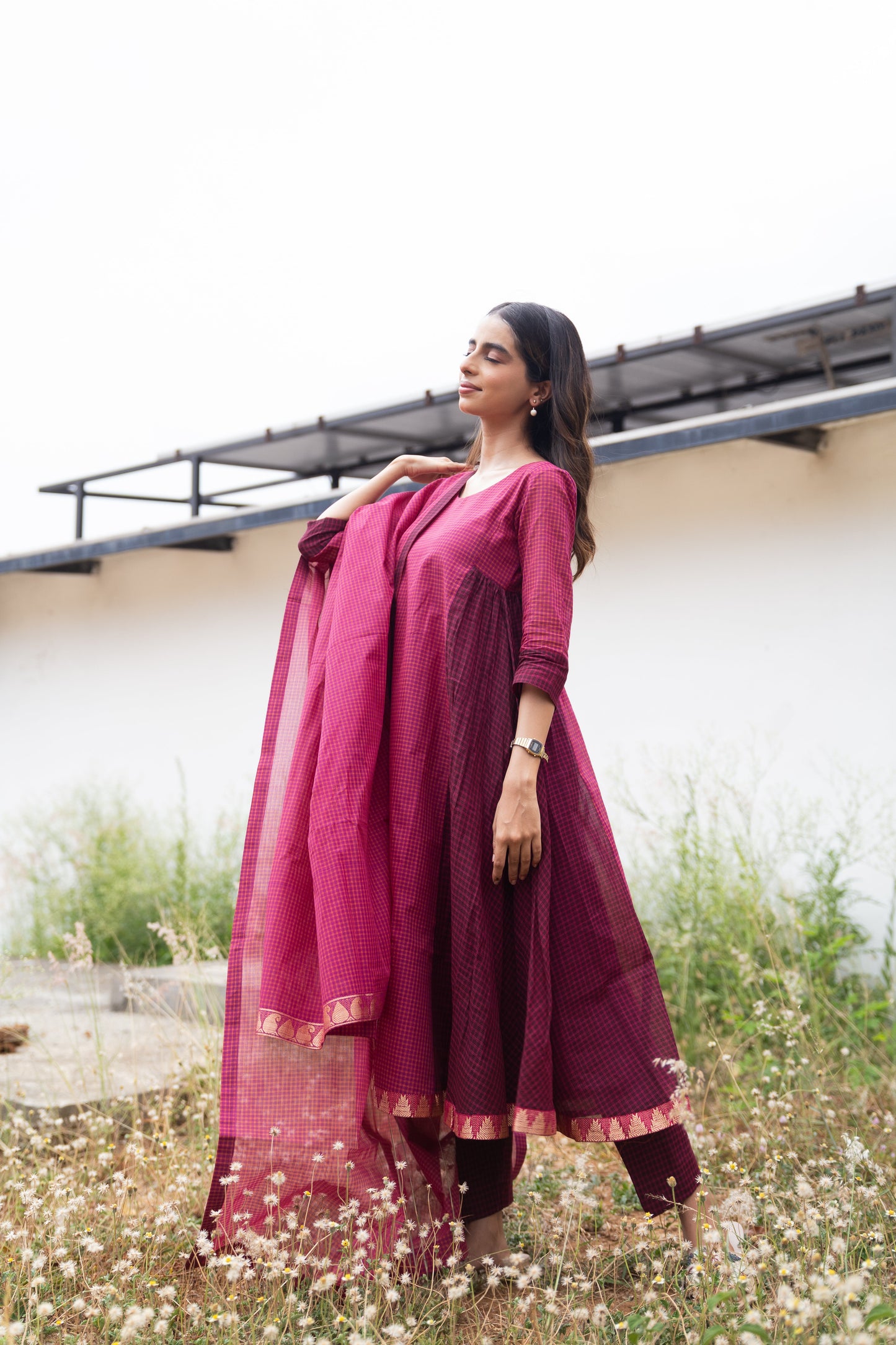 Mulberry Kattam Set (Top & Dupatta)