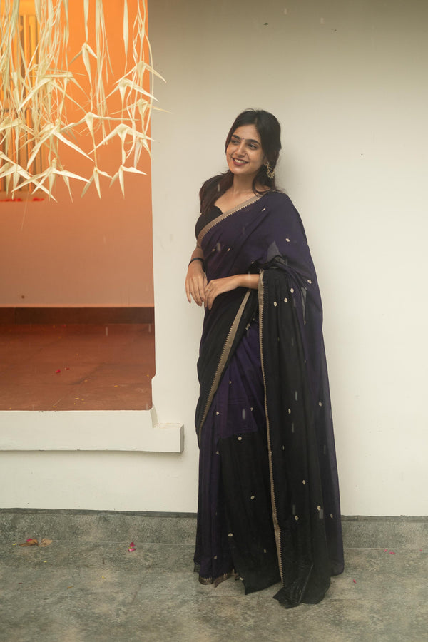 Studio Black With Purple Half Saree