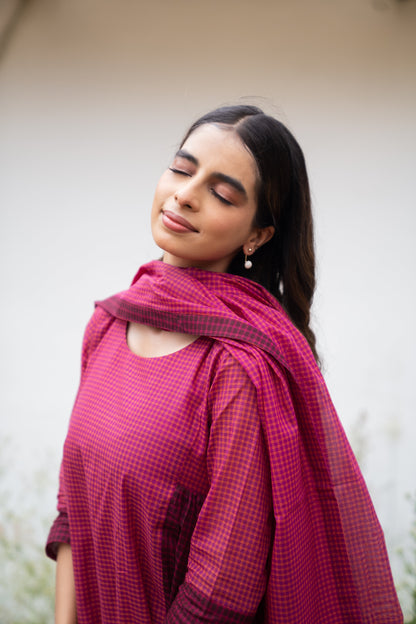 Mulberry Kattam Set (Top & Dupatta)