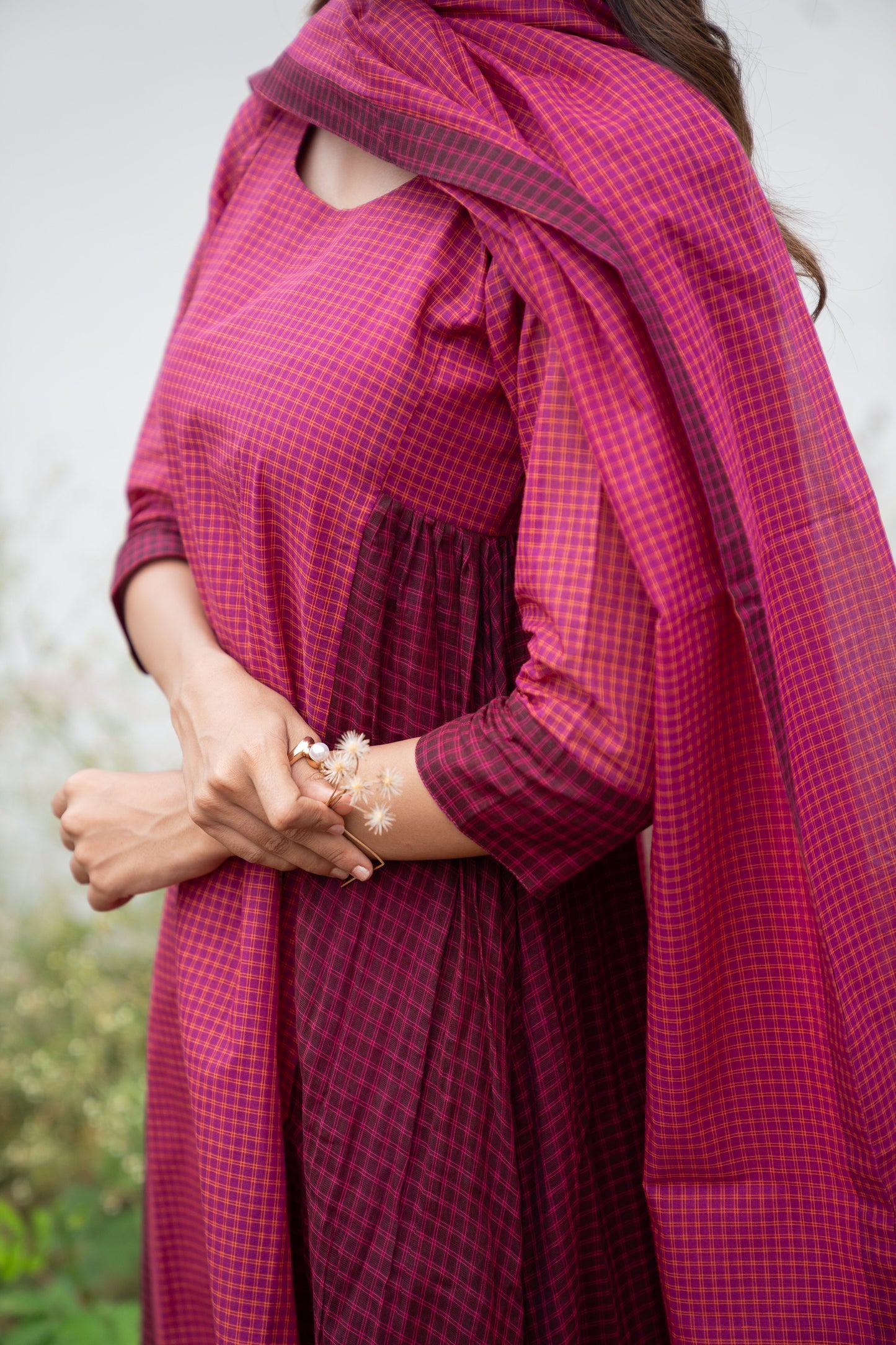 Mulberry Kattam Set (Top & Dupatta)