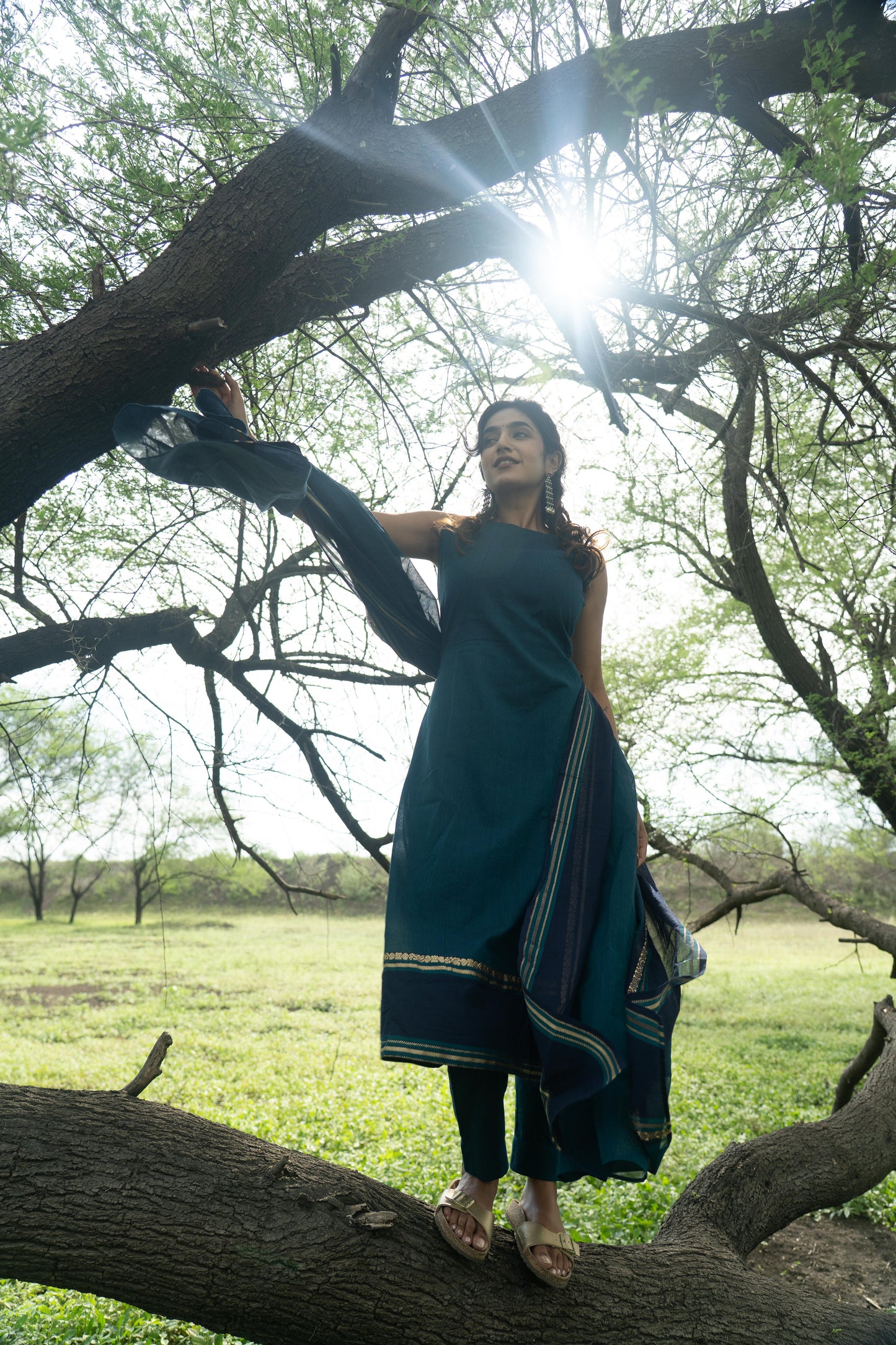 Studio Blue Kadhambari Cotton Top & Dupatta Set