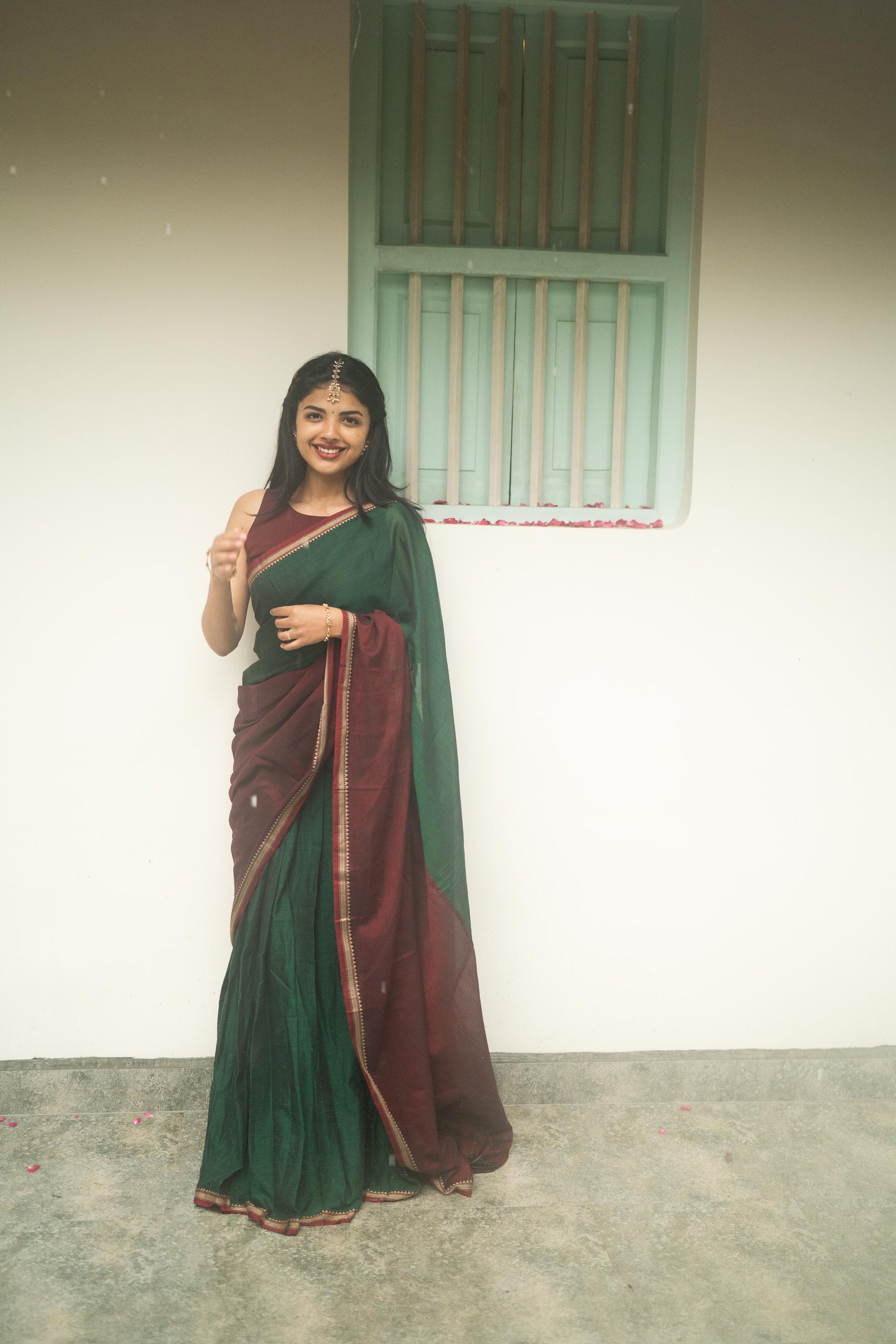 Studio Green With Maroon Half Saree