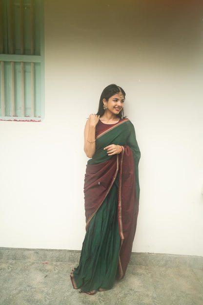 Studio Green With Maroon Half Saree