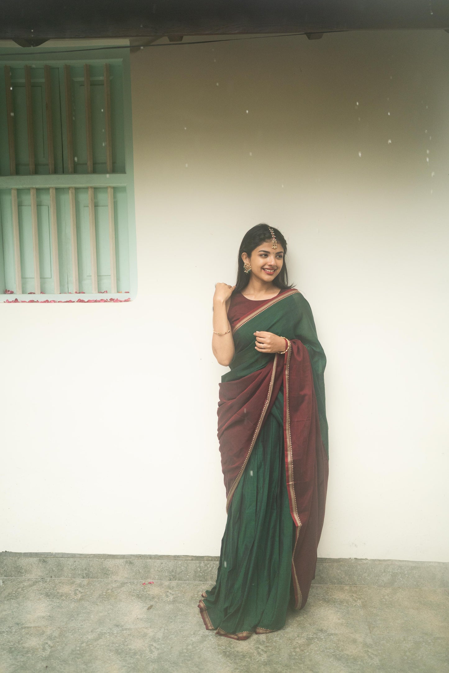Studio Green With Maroon Half Saree