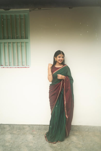 Studio Green With Maroon Half Saree